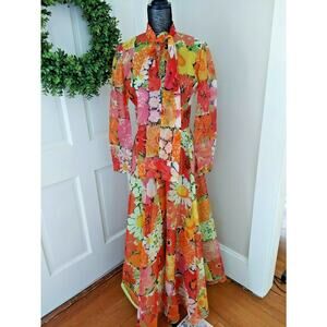 Vintage California Calliope Floral Dress-XS / S